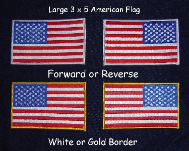 Large 3" X 5" Forward or Reverse American Flag
